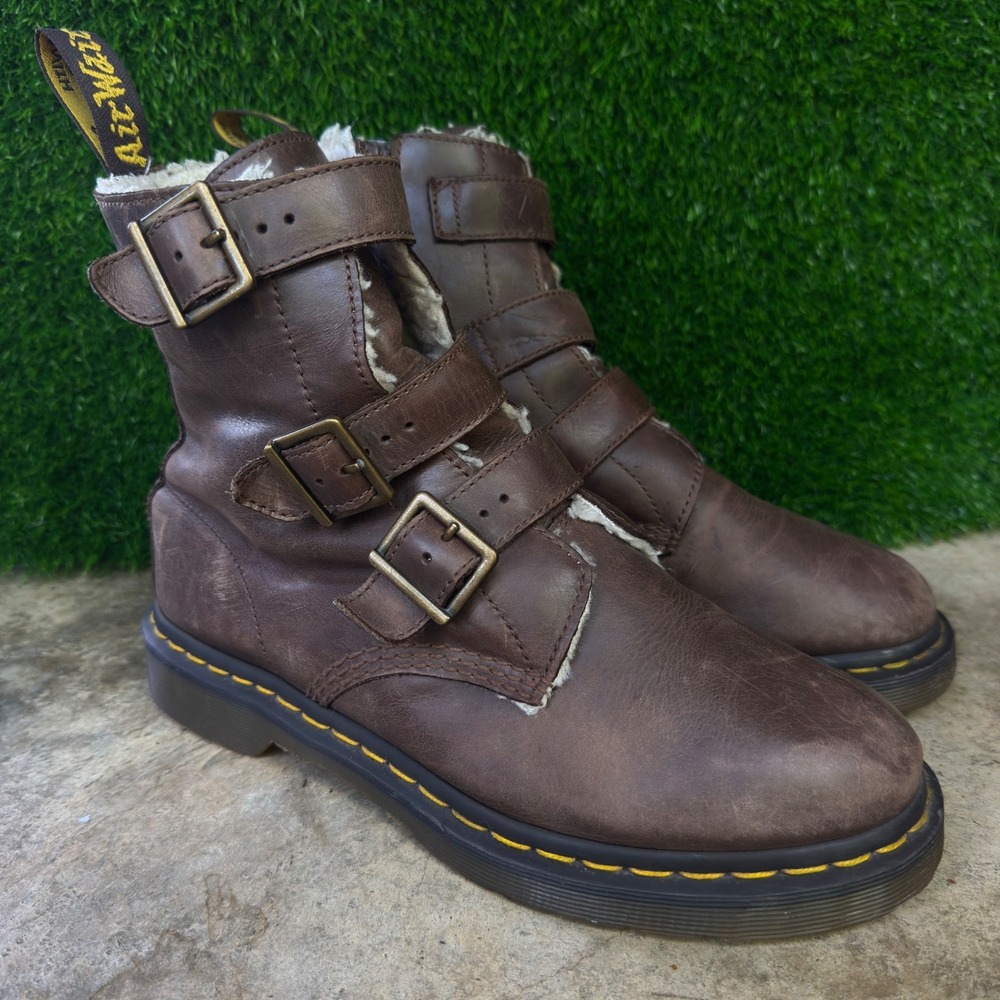 Vintage‎ Dr. Martens Billie Buckle Strap Boots Workwear Brown W10 M8.5